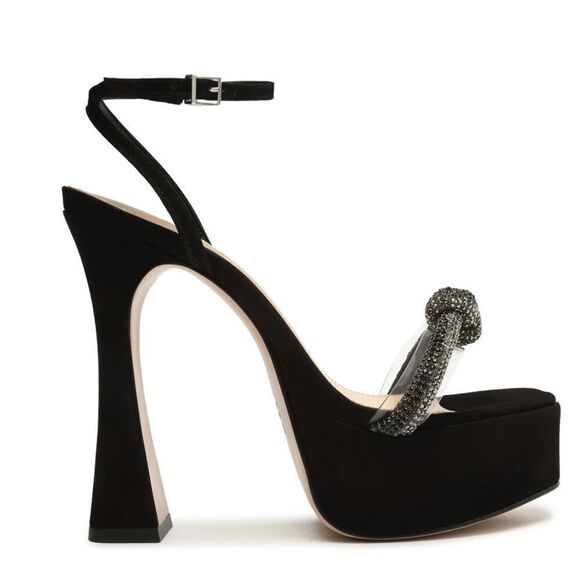 New SCHUTZ peaky platforms Shoes black suede rhinestone high heels 10 Revolve - Picture 2 of 15